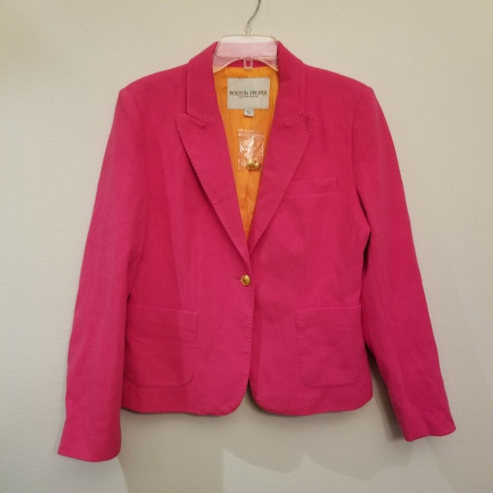 Jacket Coat Fuchsia Pink orange textured lined
